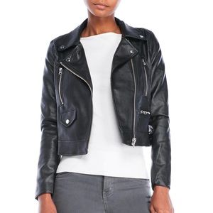 Black Faux Leather Motorcycle Jacket Size S